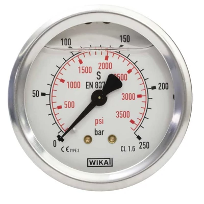 NYOMÁSMÉRŐ 50 MM  HÁTULSÓ 1/4 "AG CSATLAKOZÁSSAL ROZSDAMENTES ACÉL WIKA