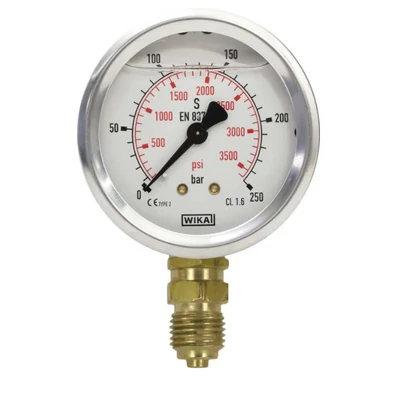 NYOMÁSMÉRŐ 50 MM  ALSÓ 1/4 "AG CSATLAKOZÁSSAL ROZSDAMENTES ACÉL WIKA